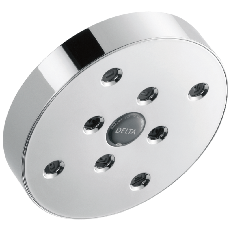 DELTA Universal Showering Components H2OKINETIC Single-Setting Raincan Shower Head — Chrome