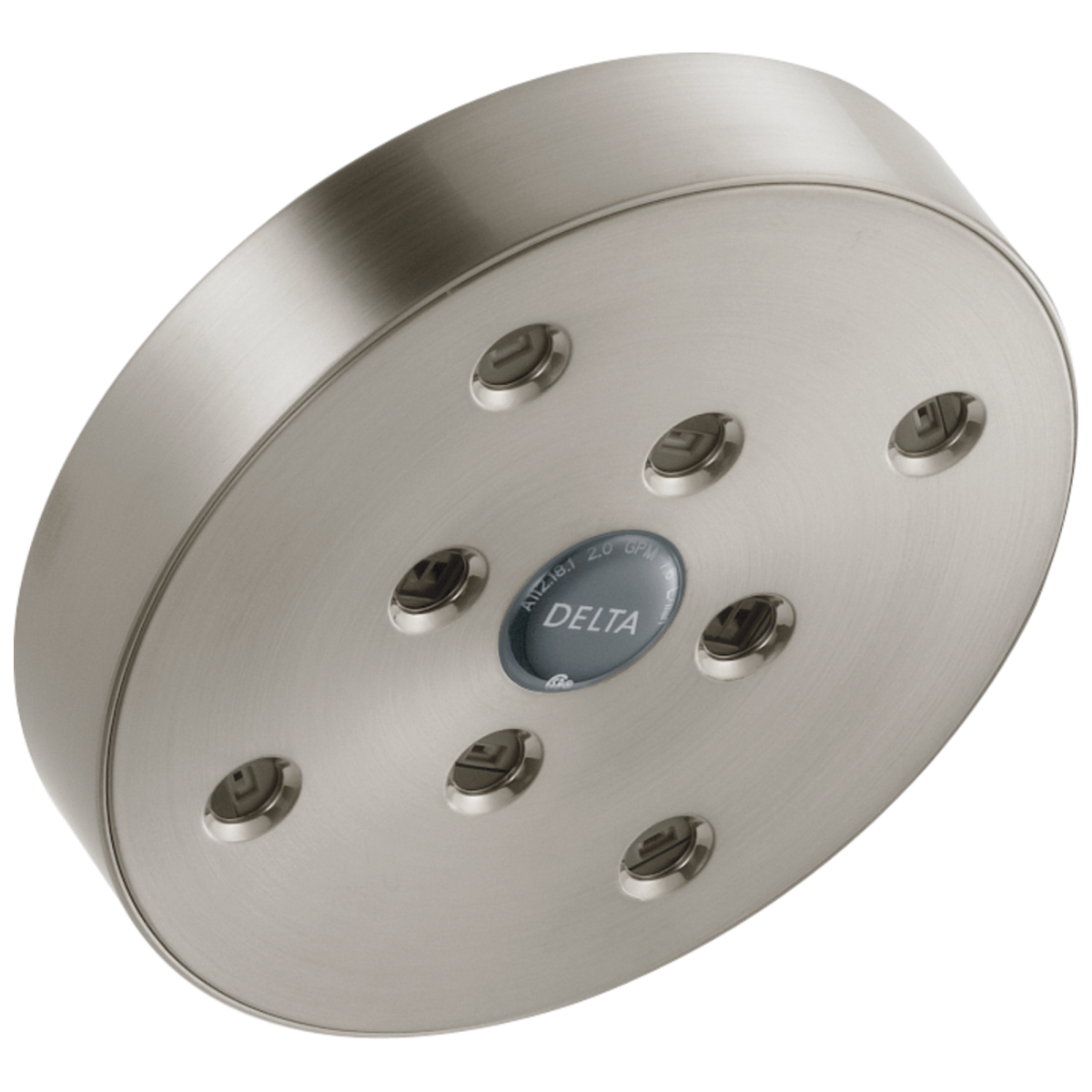 DELTA Universal Showering Components H2OKINETIC Single-Setting Raincan Shower Head — Stainless