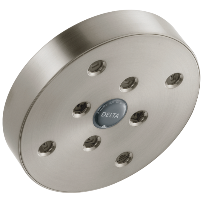 DELTA Universal Showering Components H2OKINETIC Single-Setting Raincan Shower Head — Stainless