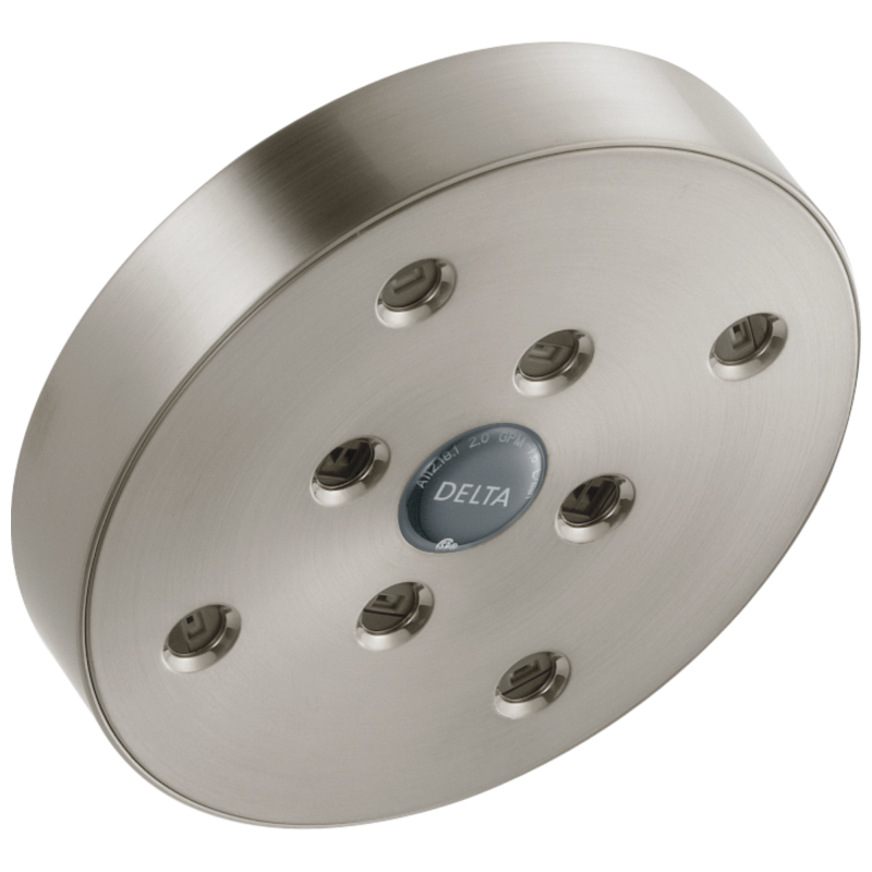 DELTA Universal Showering Components H2OKINETIC Single-Setting Raincan Shower Head — Stainless