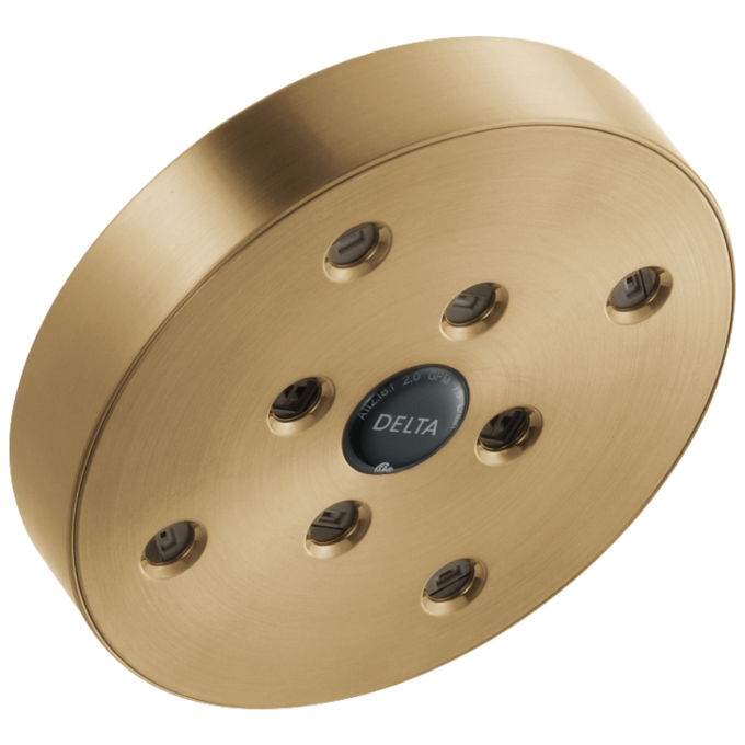 DELTA Universal Showering Components H2OKINETIC Single-Setting Raincan Shower Head — Lumicoat® Champagne Bronze