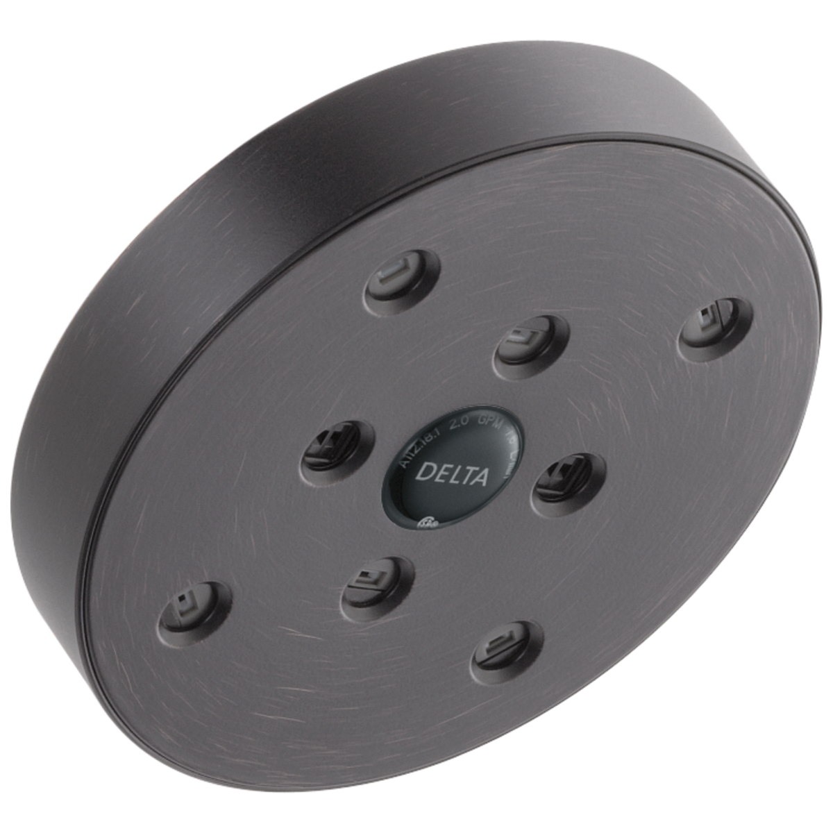 DELTA Universal Showering Components H2OKINETIC Single-Setting Raincan Shower Head — Venetian Bronze