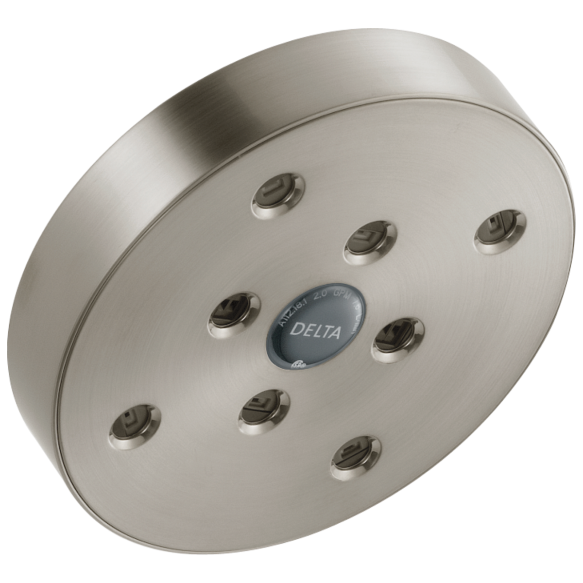 DELTA Universal Showering Components H2OKINETIC Single-Setting Raincan Shower Head — Lumicoat® Stainless