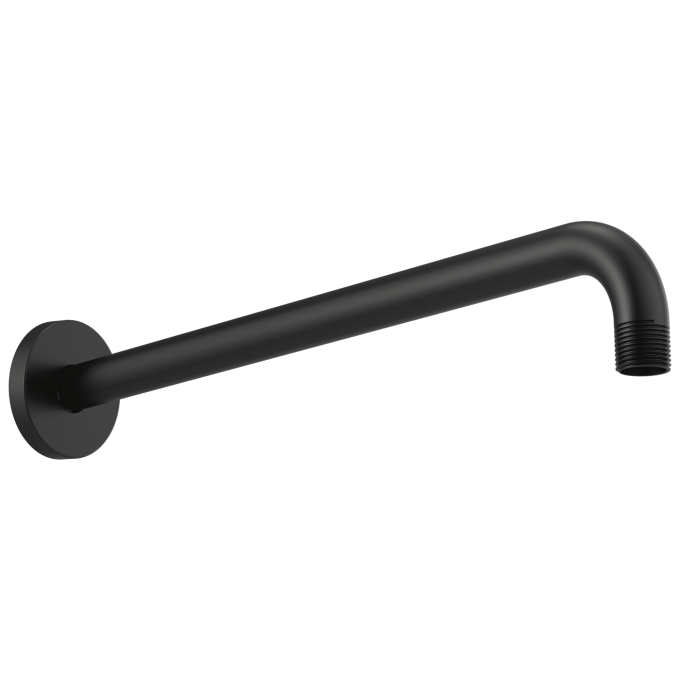 BRIZO Essential Shower 16" Linear Round Wall Mount Shower Arm And Flange — Matte Black