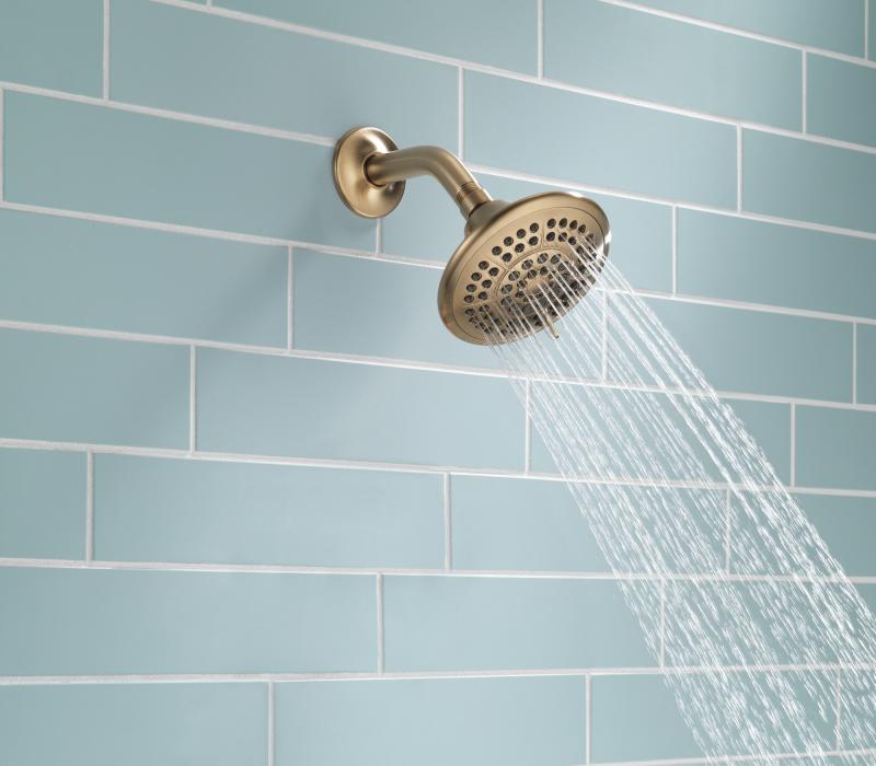 DELTA Universal Showering Components 5-Setting Raincan Shower Head — Champagne Bronze