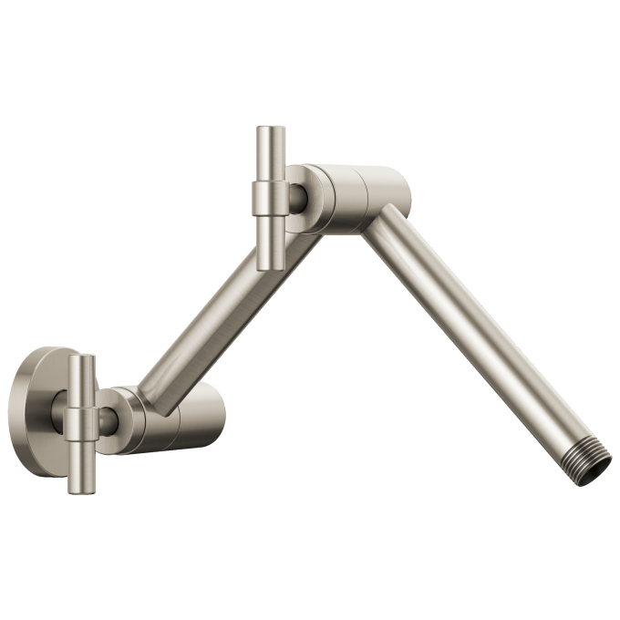 BRIZO Essential Shower Linear Round Jointed Wall Mount Shower Arm And Flange — Brushed Nickel