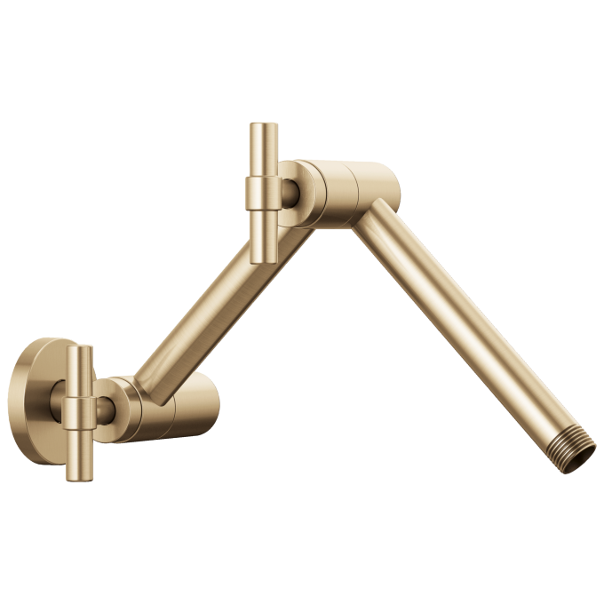 BRIZO Essential Shower Linear Round Jointed Wall Mount Shower Arm And Flange — Luxe Gold