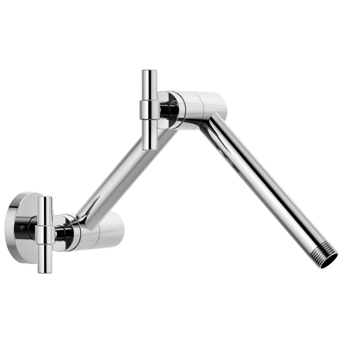 BRIZO Essential Shower Linear Round Jointed Wall Mount Shower Arm And Flange — Chrome