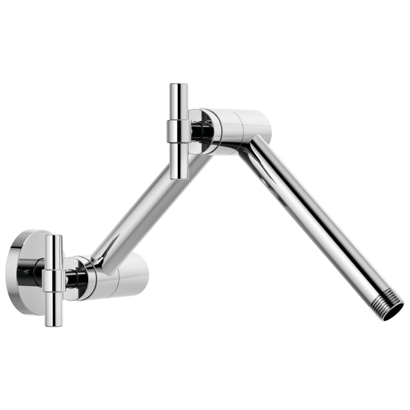 BRIZO Essential Shower Linear Round Jointed Wall Mount Shower Arm And Flange — Chrome