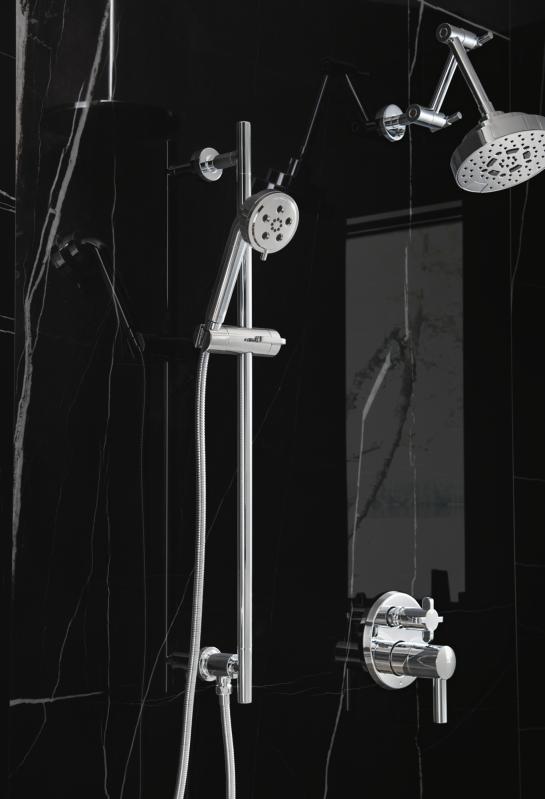 BRIZO Essential Shower Linear Round H2Okinetic Multi-Function Handshower — Chrome