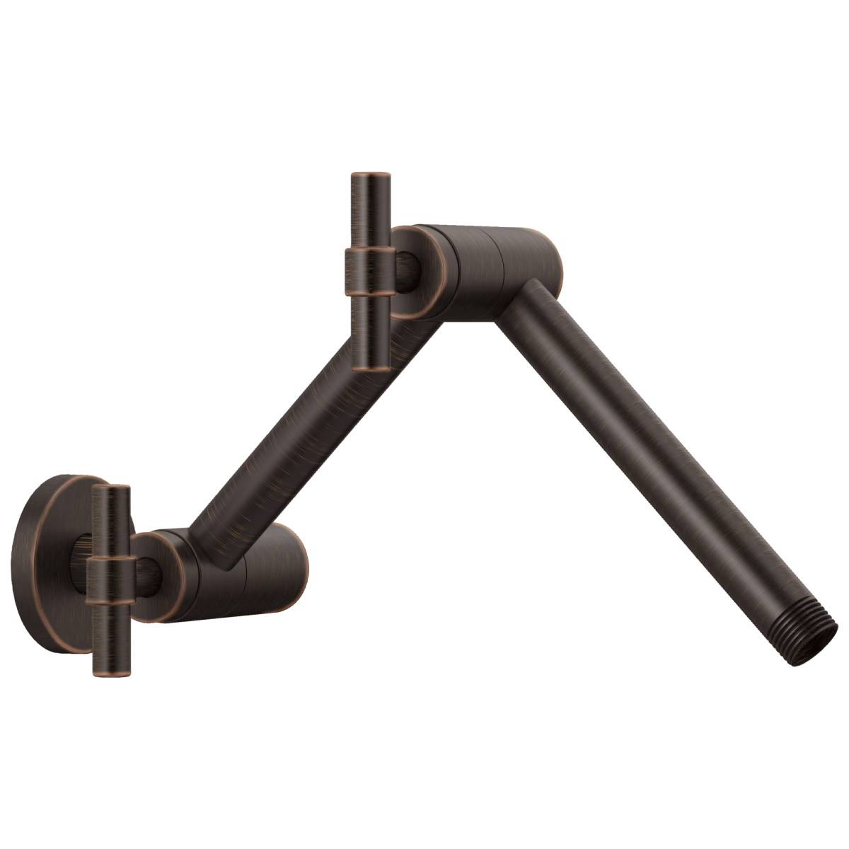 BRIZO Essential Shower Linear Round Jointed Wall Mount Shower Arm And Flange — Venetian Bronze