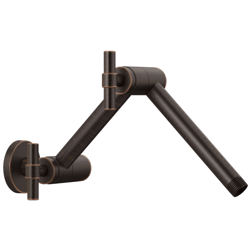 BRIZO Essential Shower Linear Round Jointed Wall Mount Shower Arm And Flange — Venetian Bronze