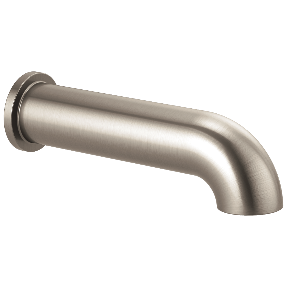 BRIZO Essential Shower Linear Round Non-Diverter Tub Spout — Luxe Nickel