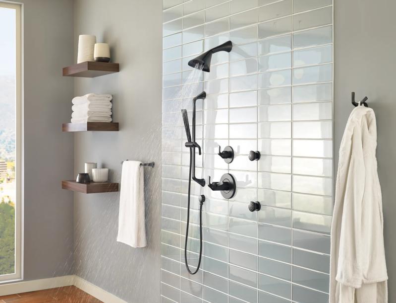 BRIZO Essential Shower Touch-Clean Round Body Spray — Matte Black