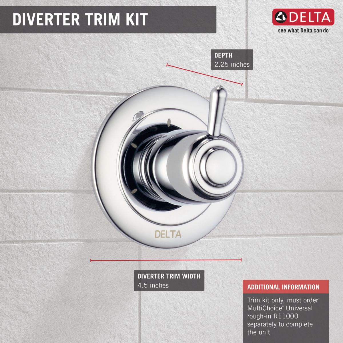 DELTA Other 3-Setting 2-Port Diverter Trim — Chrome