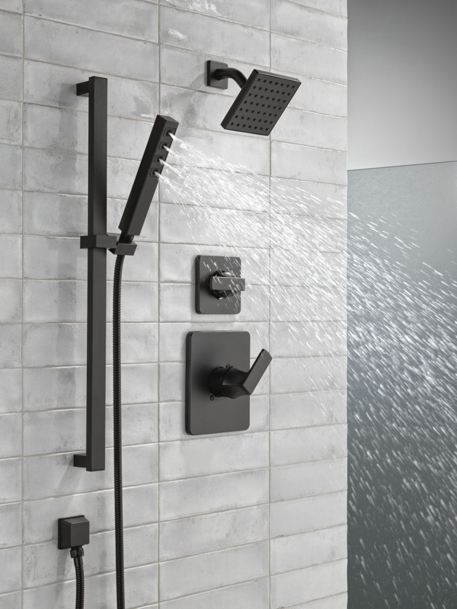 DELTA Universal Showering Components Square Wall Elbow for Hand Shower — Matte Black