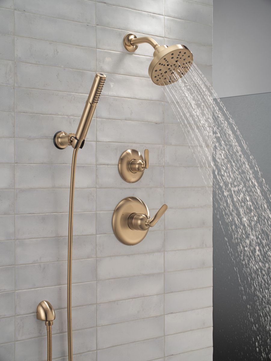 DELTA Universal Showering Components 2-Setting Hand Shower with ProClean Spray – Wall Mount — Lumicoat® Champagne Bronze