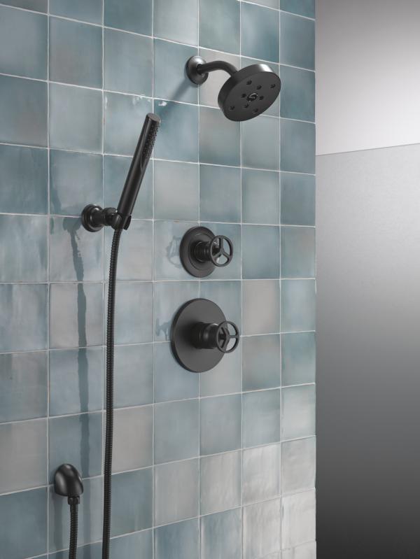 DELTA Trinsic H2OKINETIC Single Handle Shower Trim — Matte Black