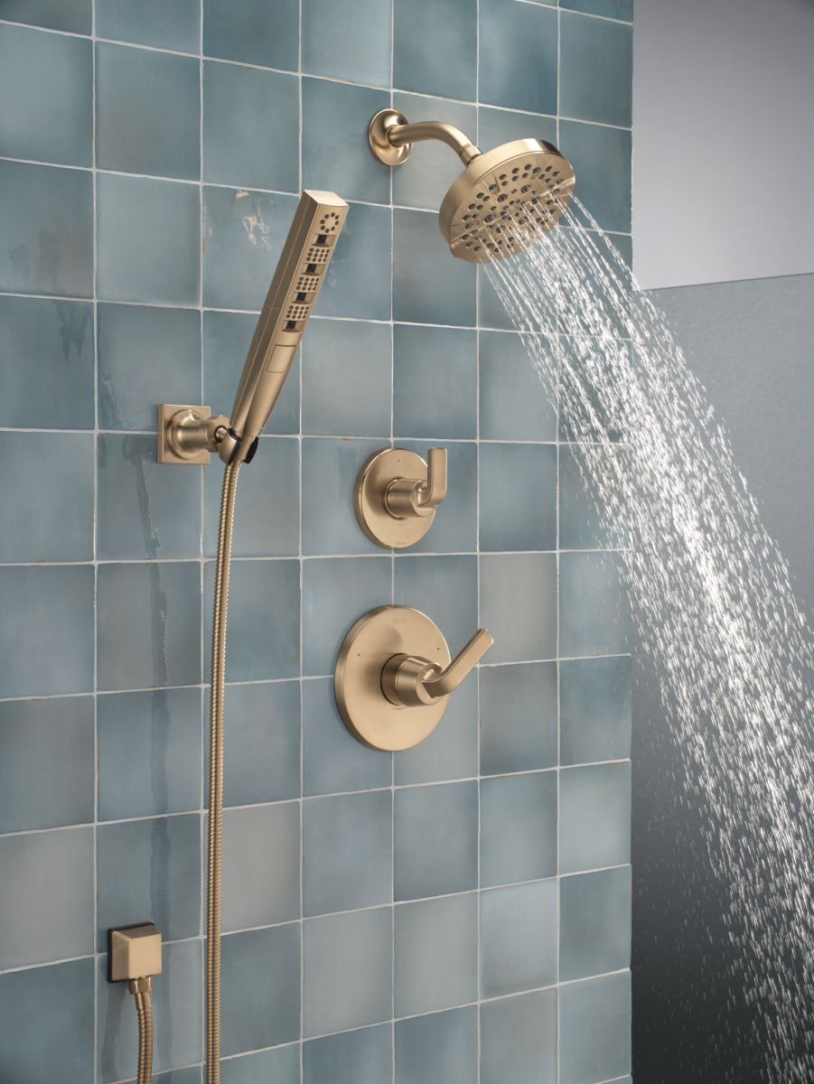 DELTA Universal Showering Components H2OKINETIC 4-Setting Wall Mount Hand Shower — Lumicoat® Champagne Bronze