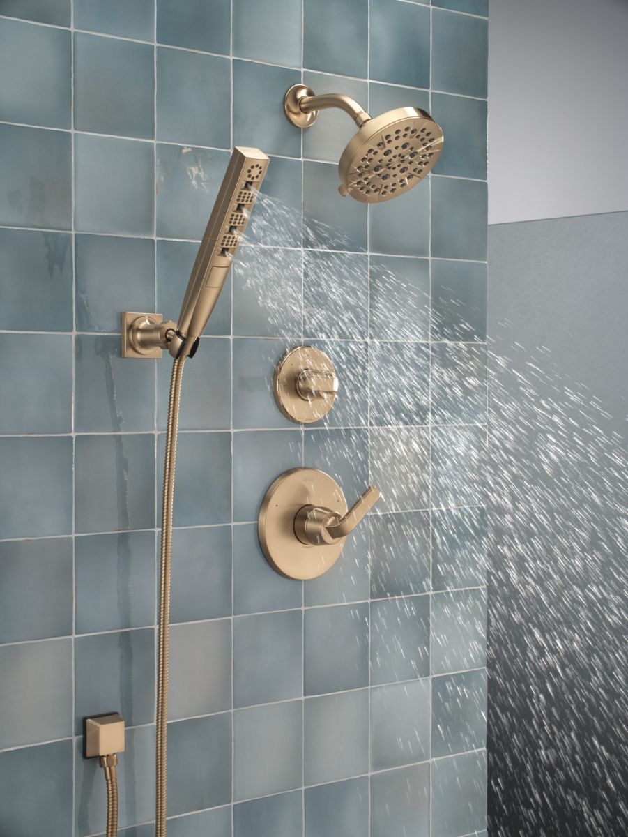 DELTA Universal Showering Components H2OKINETIC 4-Setting Wall Mount Hand Shower — Lumicoat® Champagne Bronze