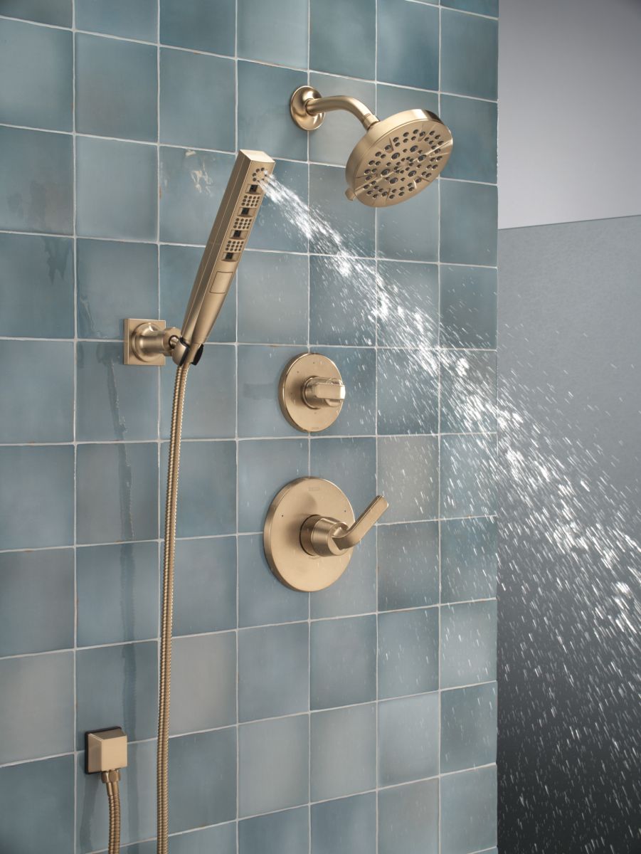 DELTA Universal Showering Components H2OKINETIC 4-Setting Wall Mount Hand Shower — Lumicoat® Champagne Bronze