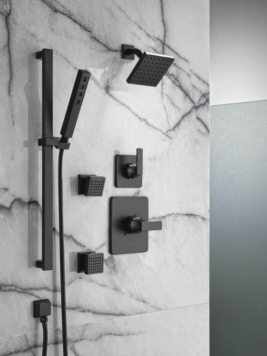 DELTA Universal Showering Components Square Wall Elbow for Hand Shower — Matte Black