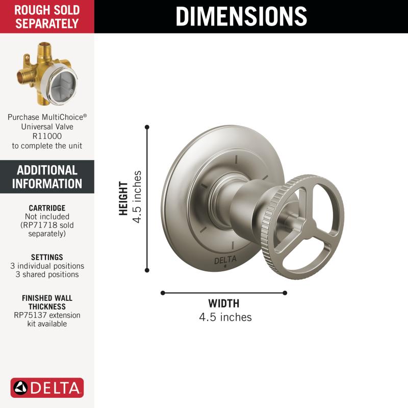 DELTA Trinsic Diverter Trim 6-Setting — Stainless
