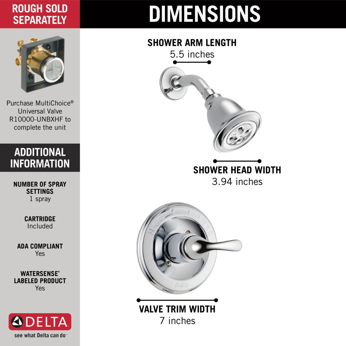 DELTA Classic Monitor 13 Series H2OKINETIC Shower Trim — Chrome
