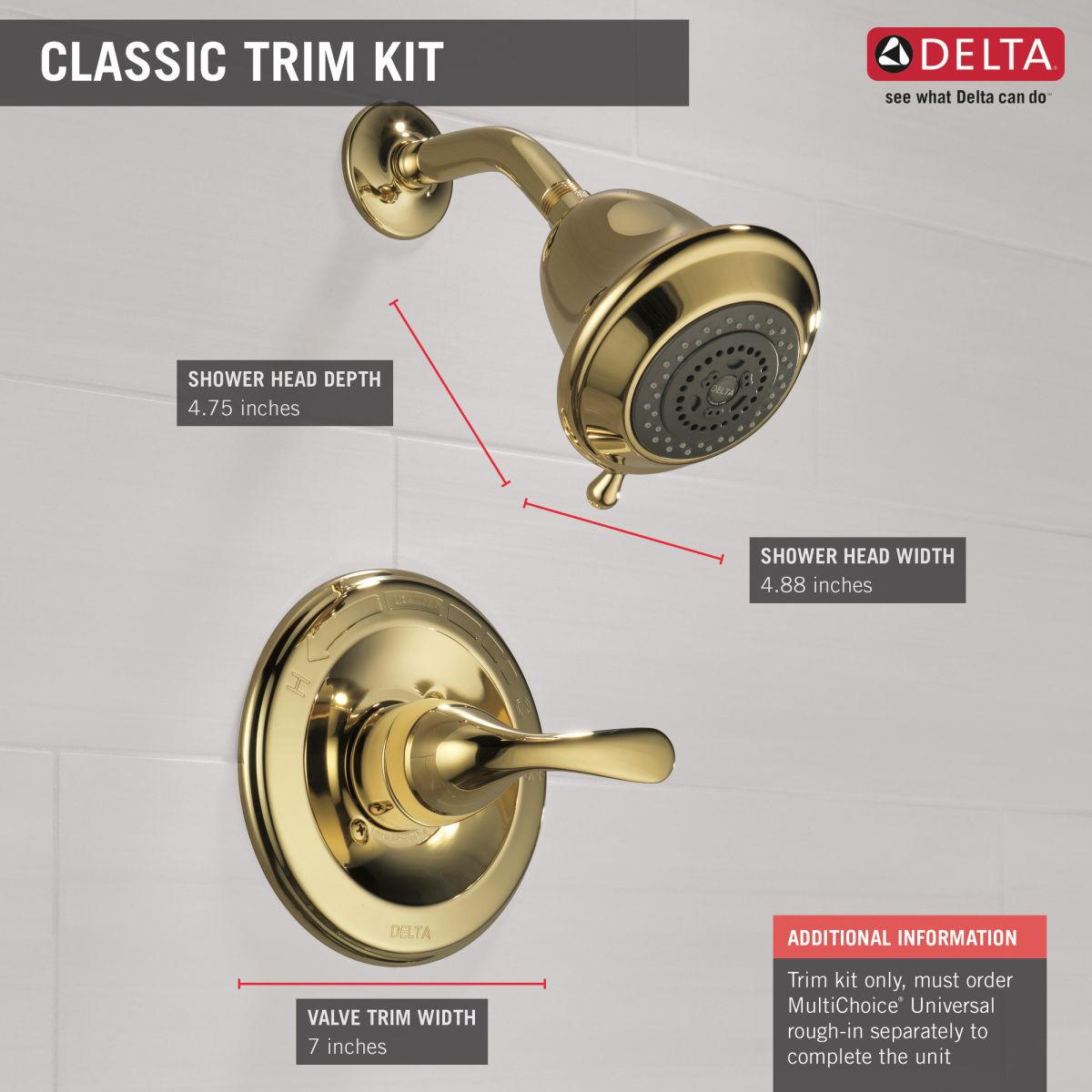 DELTA Classic Monitor 13 Series Shower Trim — Polished Brass
