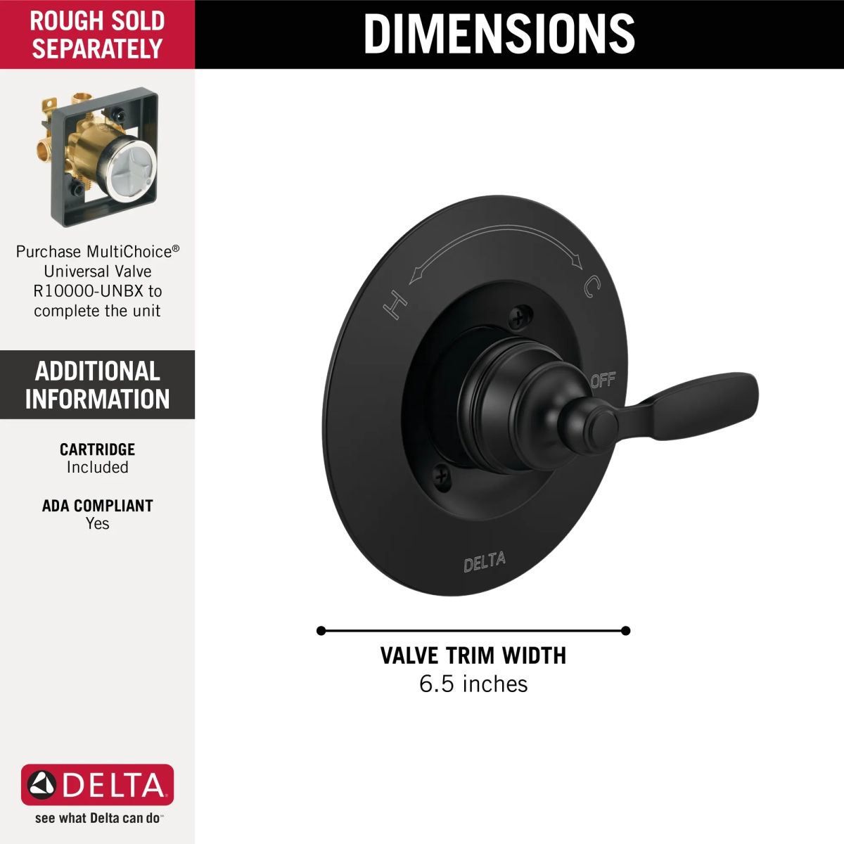 DELTA Woodhurst Valve Only Trim — Matte Black
