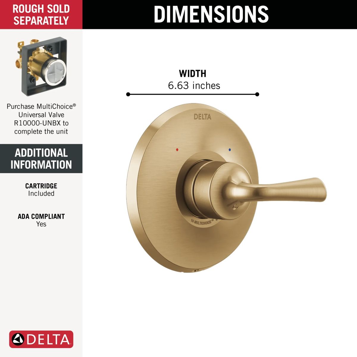 DELTA Kayra Monitor 14 Series Valve Only Trim — Champagne Bronze