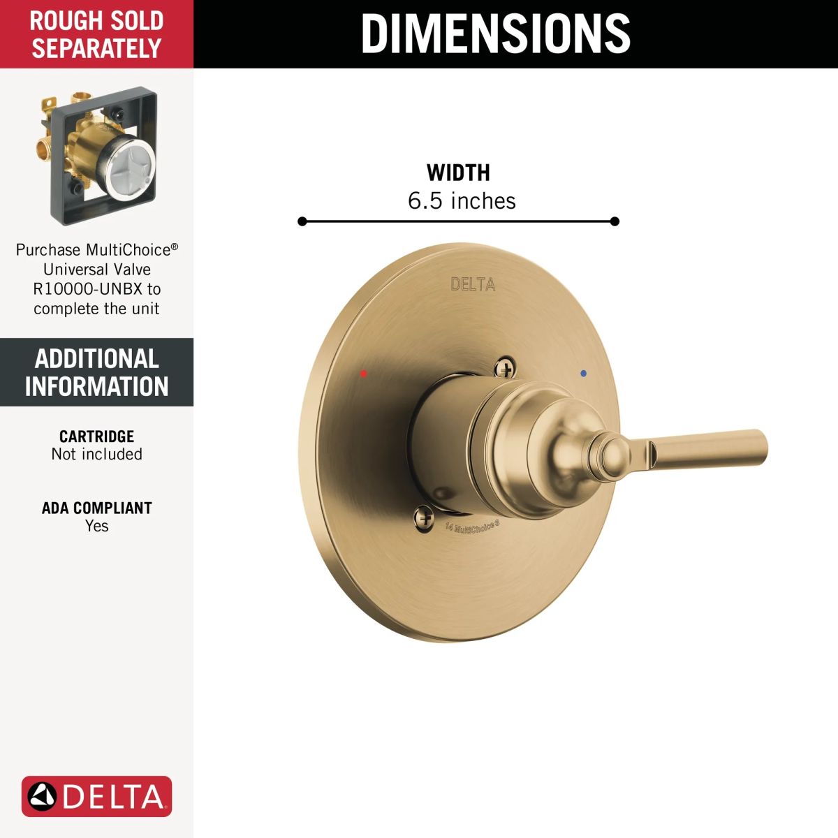 DELTA Saylor Monitor 14 Series Valve Only Trim — Champagne Bronze