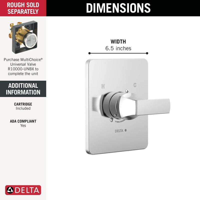 DELTA Velum Monitor 14 Series Valve Only Trim — Chrome