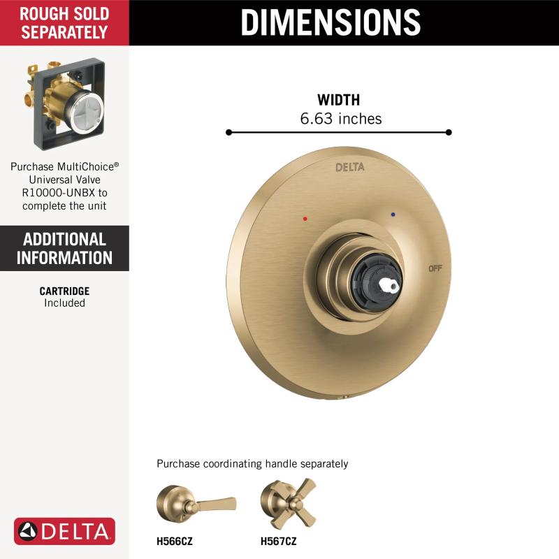 DELTA Dorval Monitor 14 Series Valve Only Trim - Less Handle — Champagne Bronze