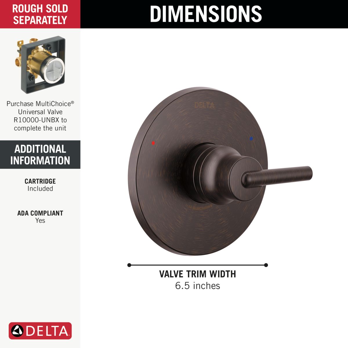 DELTA Trinsic Monitor 14 Series Valve Only Trim — Venetian Bronze