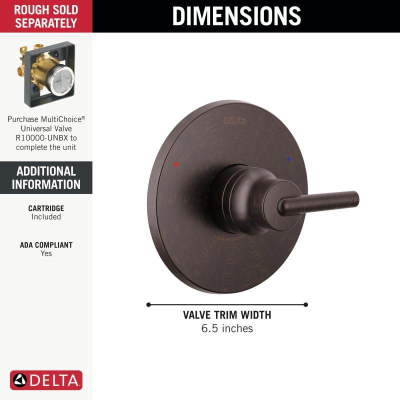 DELTA Trinsic Monitor 14 Series Valve Only Trim — Venetian Bronze