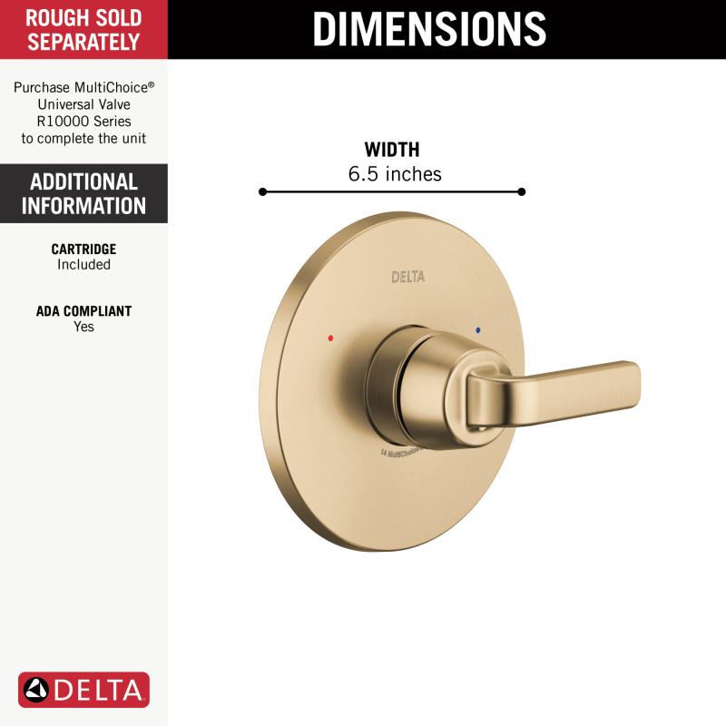 DELTA Lineax Monitor 14 Series Valve Only Trim — Champagne Bronze