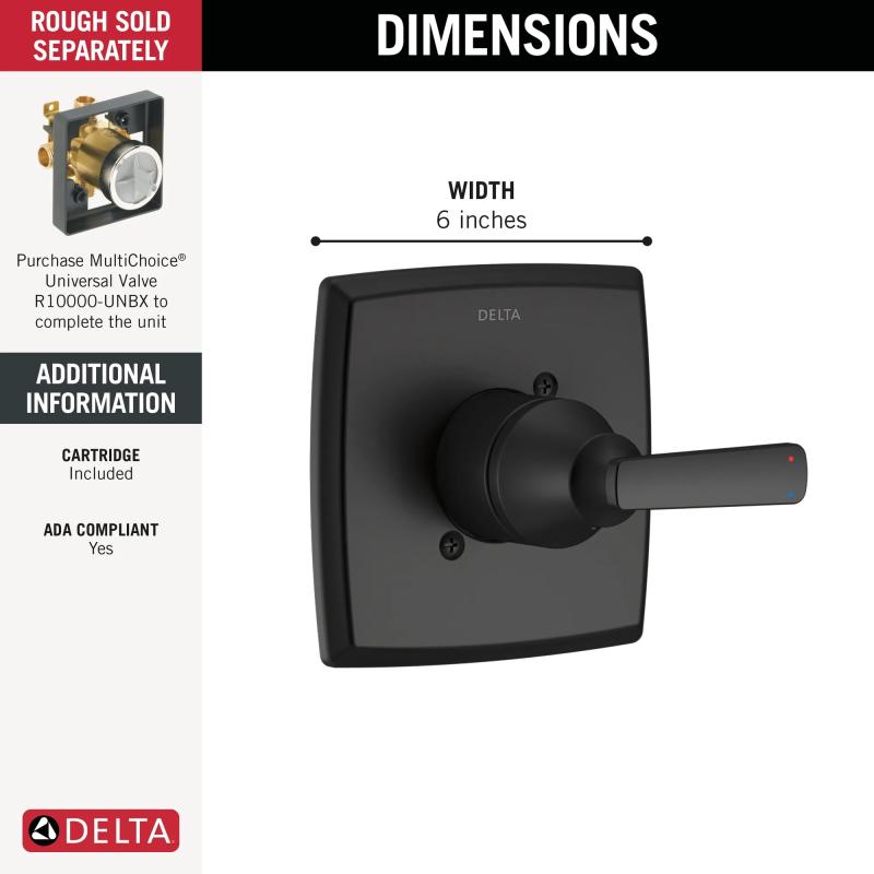 DELTA Ashlyn Monitor 14 Series Valve Only Trim — Matte Black