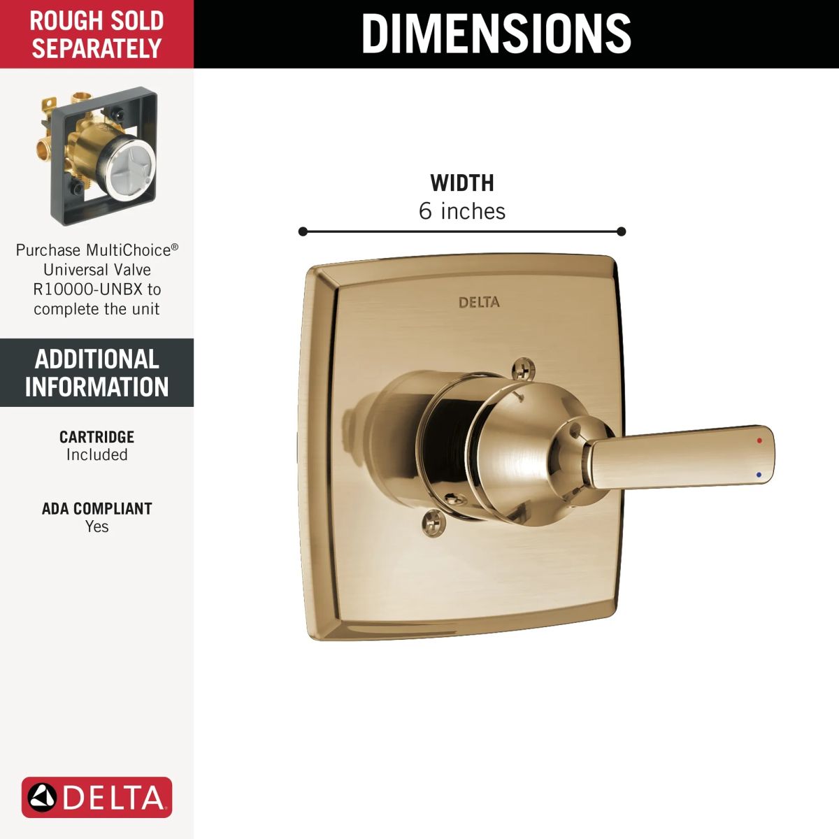 DELTA Ashlyn Monitor 14 Series Valve Only Trim — Champagne Bronze