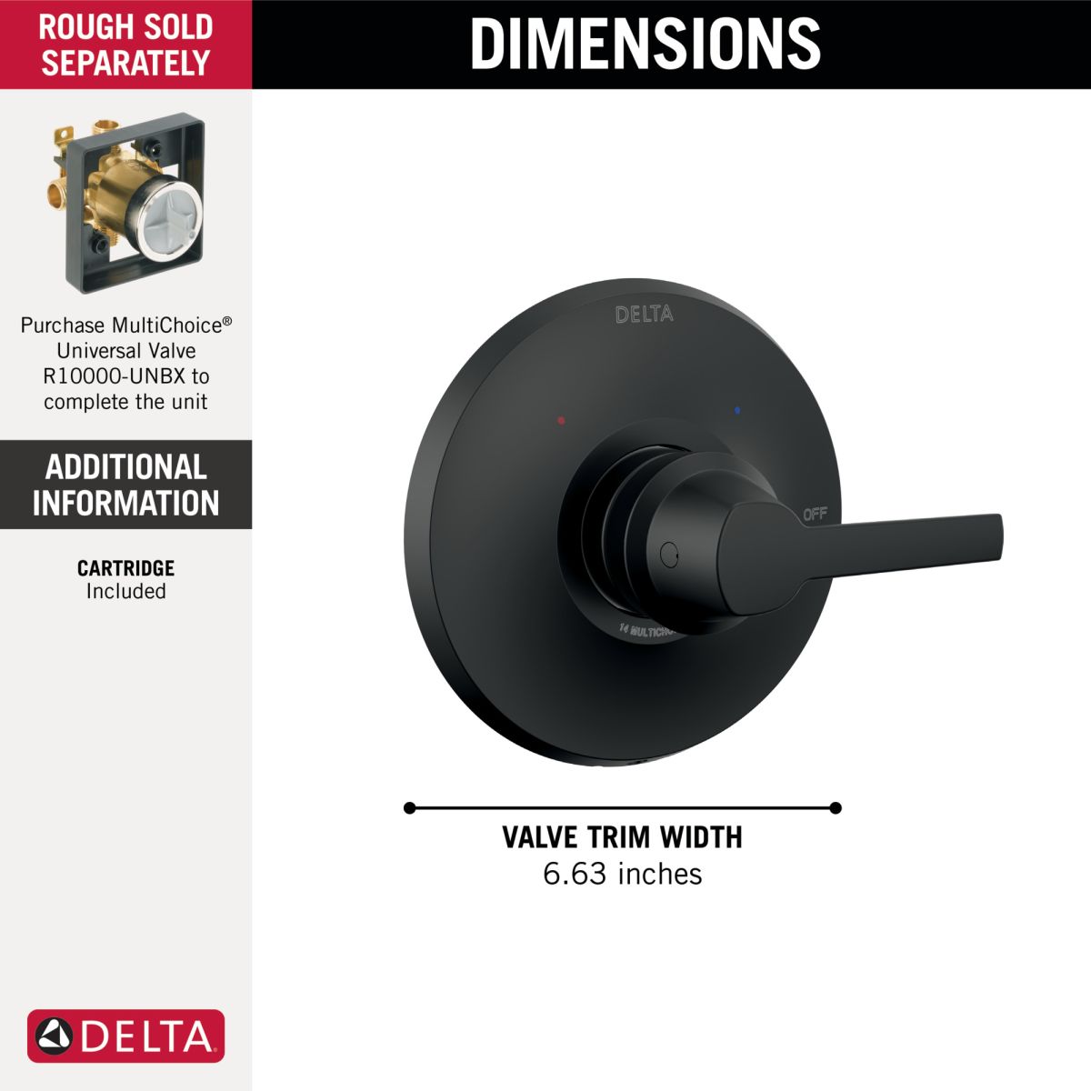 DELTA Galeon 14 Series Valve Only Trim — Matte Black