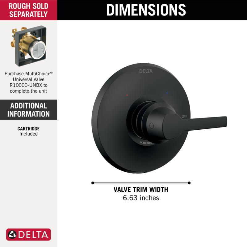 DELTA Galeon 14 Series Valve Only Trim — Matte Black