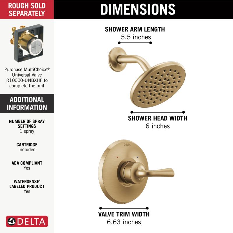 DELTA Kayra Monitor 14 Series Shower Trim — Champagne Bronze