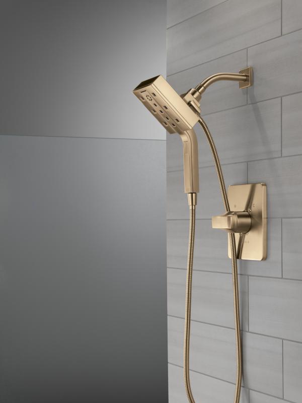 DELTA Universal Showering Components H2Okinetic In2ition 4-Setting Two-In-One Shower — Lumicoat® Champagne Bronze