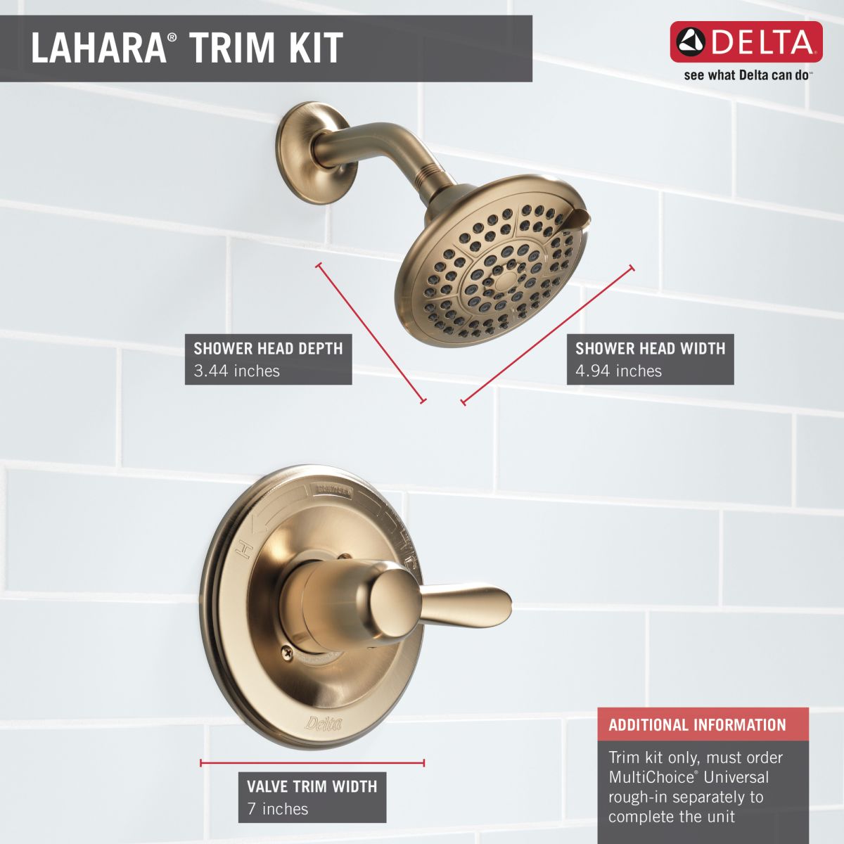 DELTA Lahara Monitor 14 Series Shower Trim — Champagne Bronze