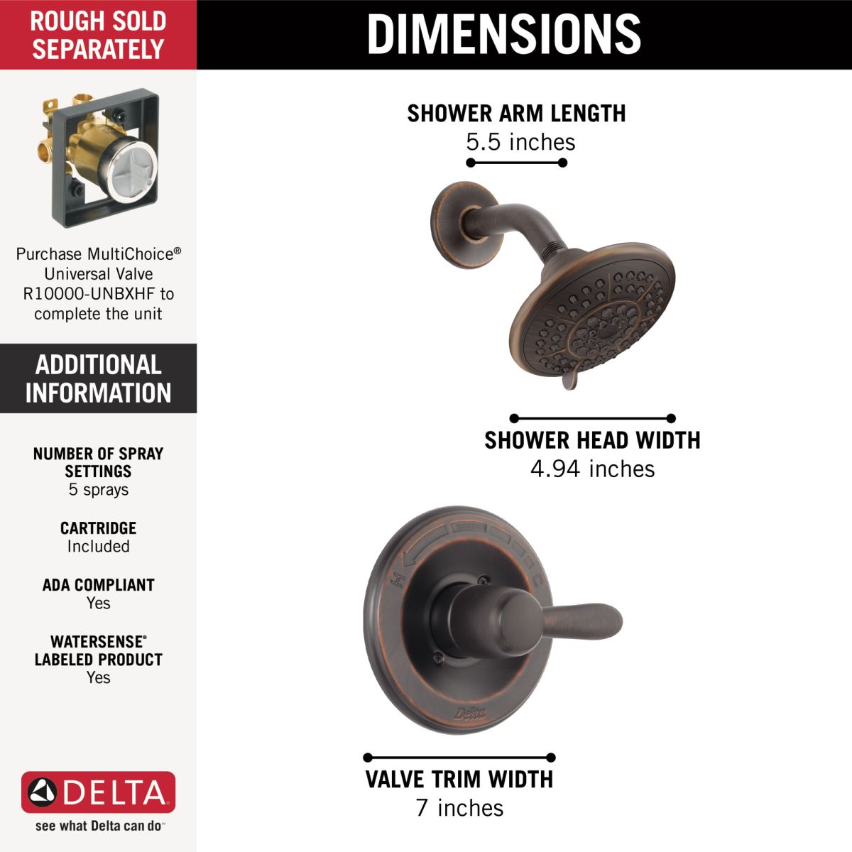 DELTA Lahara Monitor 14 Series Shower Trim — Venetian Bronze