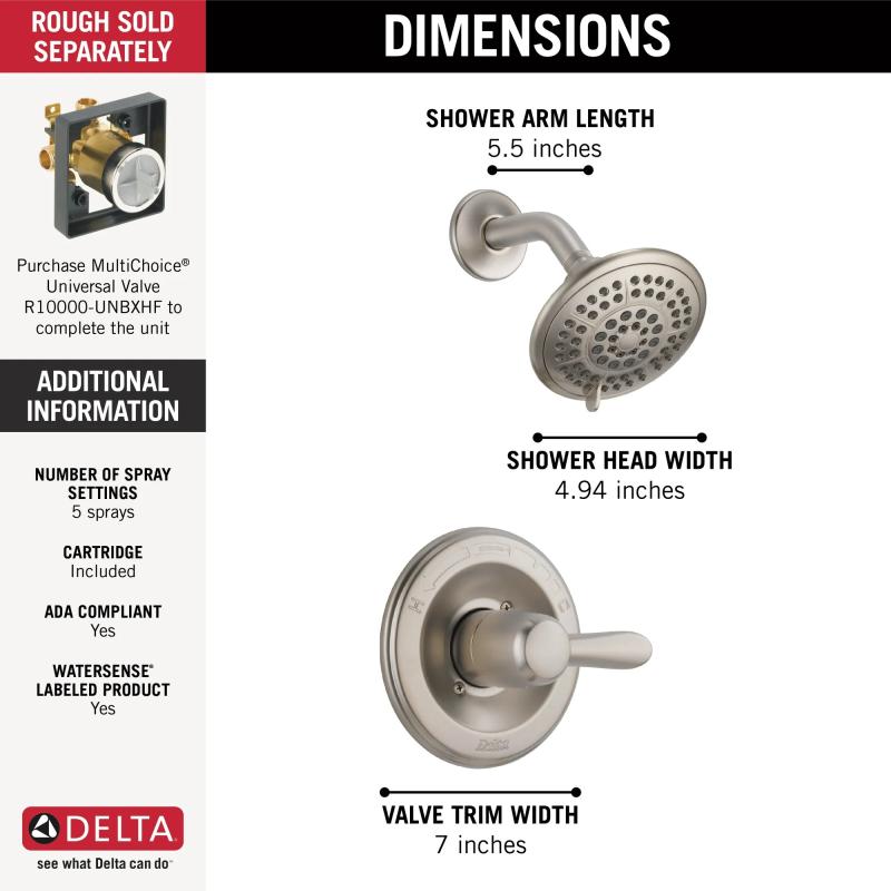 DELTA Lahara Monitor 14 Series Shower Trim — Stainless
