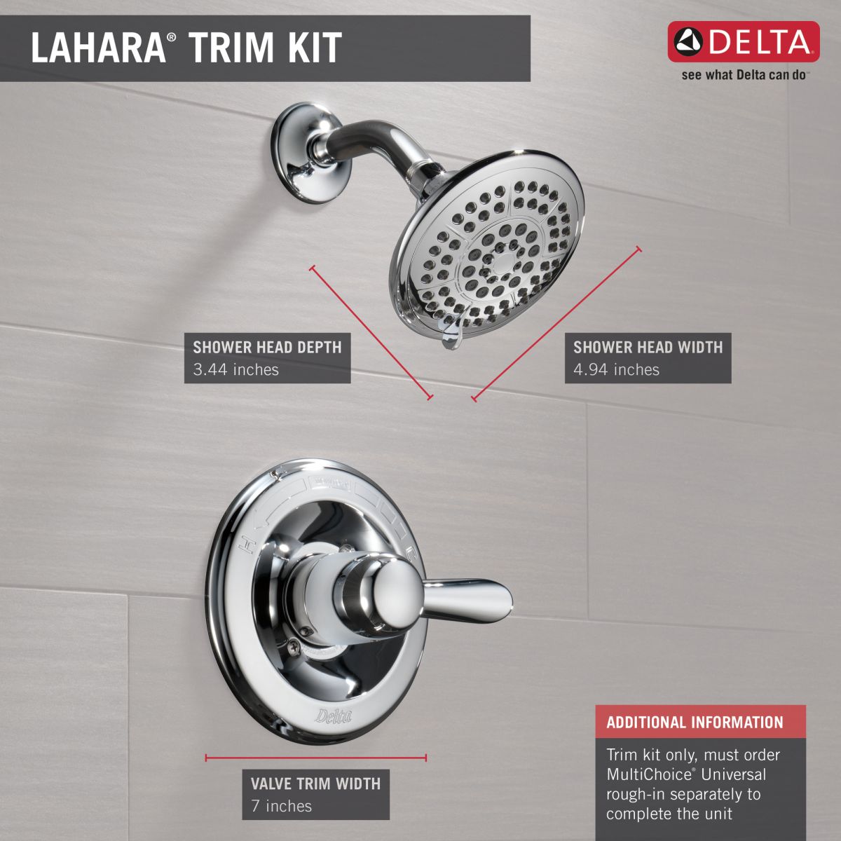 DELTA Lahara Monitor 14 Series Shower Trim — Chrome