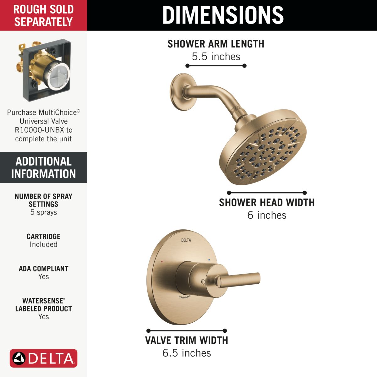 DELTA Altado Monitor 14 Series Shower Trim — Champagne Bronze