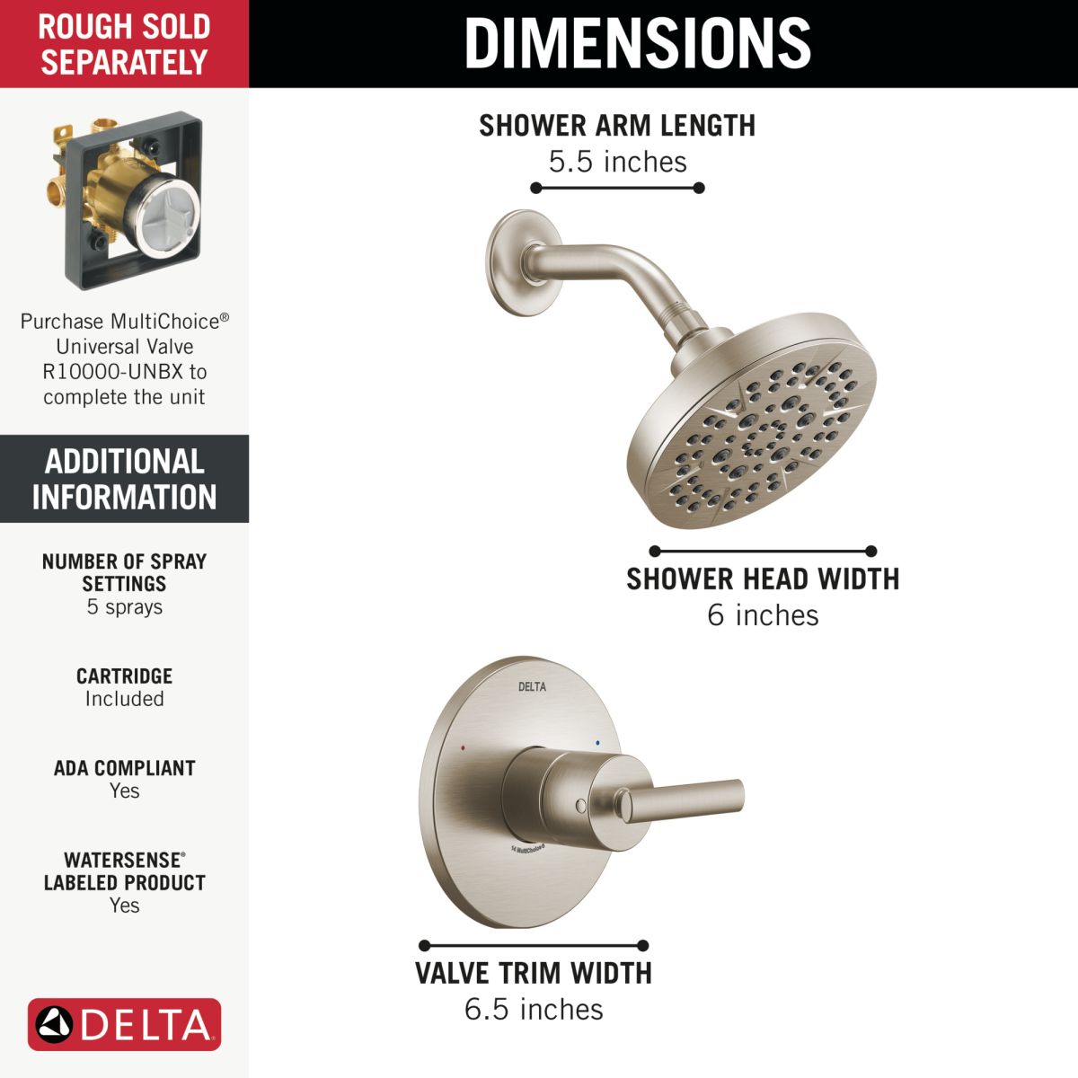 DELTA Altado Monitor 14 Series Shower Trim — Stainless