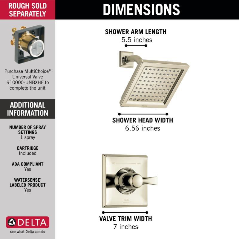 DELTA Dryden Monitor 14 Series Shower Trim — Polished Nickel